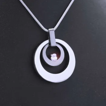 Přívěsek Ocelový Přívěsek + Řetízek / AN / Kruhy s kamenem (V020)