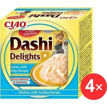 Krmivo pro kočku Ciao Dashi Delights kuře s hřebenatkou 4 × 70 g