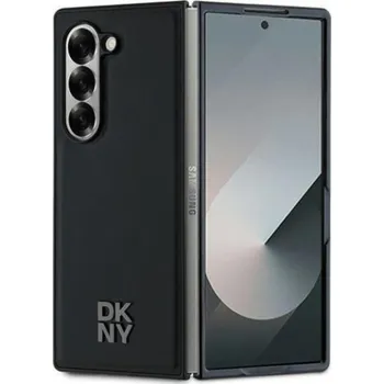 Pouzdro na mobilní telefon DKNY DKNY DKHMZFD6PSMCSLK Z Fold6 F956 černá/černá Magsafe Plain Leather Metal Stack Logo