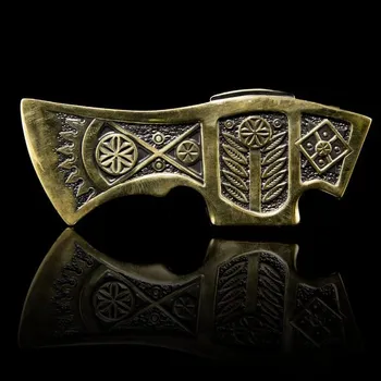 Opasek Valaška sekerka, přezka na opasek, mosaz