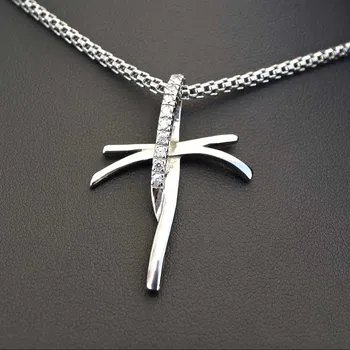 Přívěsek Ocelový přívěsek - Kříž / Swarovski Cross - M