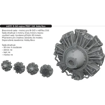 Plastikový model Eduard 1/48 B-24D engines PRINT (HOBBY BOSS)