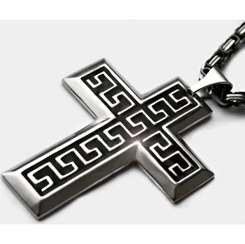 Přívěsek Ocelový přívěsek - Kříž / Meandr Cross / Black (017)