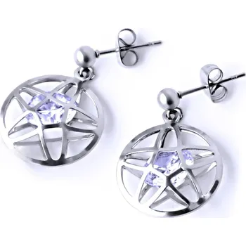 Šperk Ocelové Náušnice - Pentagram / Crystal (70079)