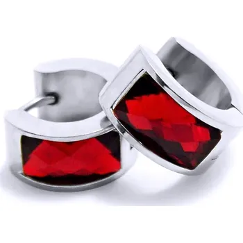 Náušnice Ocelové náušnice EXEED - Lesklé Kroužky / červená / 1,4 mm (6263)