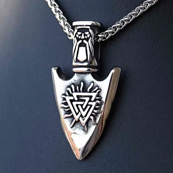Přívěsek Ocelový přívěsek - Odinovo Kopí / Valknut / VEGVISIR (022) / Bez řetízku nebo s řetízkem