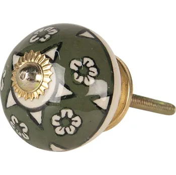 Dveřní kování Vintage keramická nábytková úchytka s kytičkami – 4x4 cm