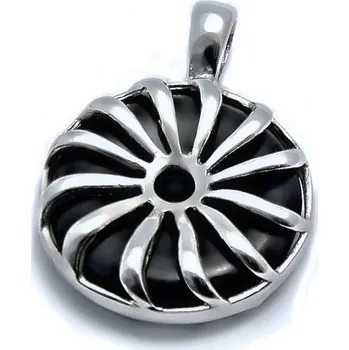 Přívěsek OCELOVÝ PŘÍVĚSEK - Kruh / Black / Stone / Sun (3761)