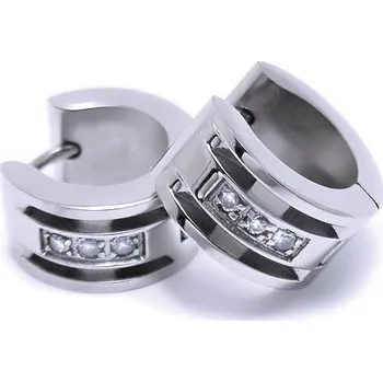 Náušnice Ocelové náušnice EXEED - Kroužky / 3 Kamínky / Stones 1,4 cm (6707)