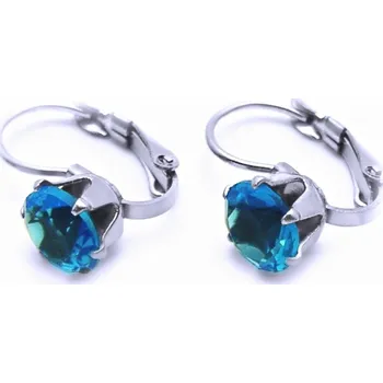 Náušnice Ocelové náušnice - kamínek / tyrkys / modrá / patent (6135)