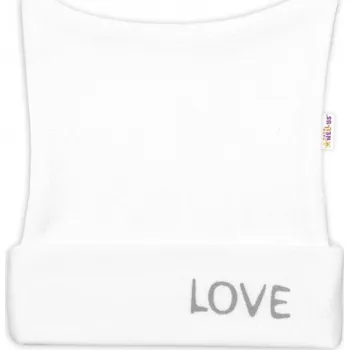 Kojenecká čepice Novorozenecká čepička Love - bílá, Velikost koj. oblečení 62 (2-3m)