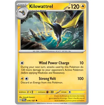 Sběratelská karetní hra Pokémon TCG Kilowattrel 076/167 - Reverse Holo