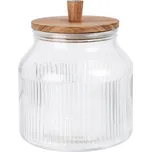 EH Excellent Houseware Skleněná dóza DONO s víkem z akátového dřeva, 2200 ml