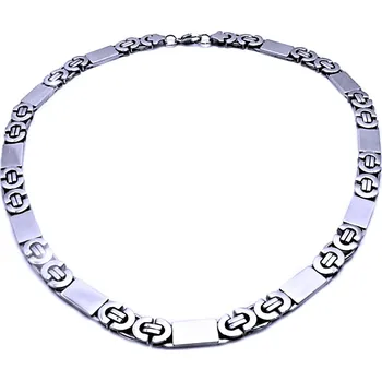 Náhrdelník Ocelový náhrdelník - Vazba 1,1 cm / Destičky / lesk (9028)