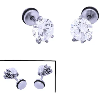 Náušnice Ocelové náušnice - Bílý Kámen / Orlí pařát (45372)