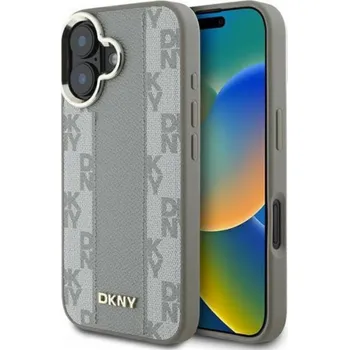 Pouzdro na mobilní telefon DKNY DKNY DKHMP16SPCPVSLE iPhone 16 6.1 béžový/béžový pevný obal s kostkovaným vzorem Magsafe