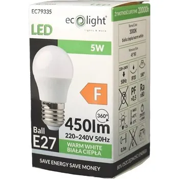 Žárovka Ecolight LED žárovka E27 4W - G45 - denní bílá
