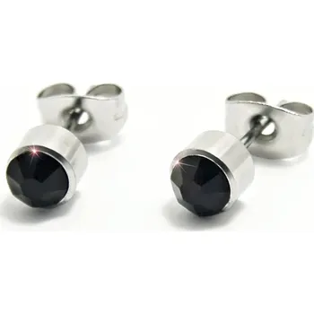 Náušnice Ocelové Náušnice - Kamínek 5 mm / Černá (6293BL)