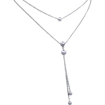 Náhrdelník Ocelový náhrdelník - Dvojitý řetízek s kuličkami (43198)