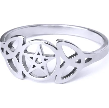 Šperk Ocelový prsten - Pentagram / Triquetra (021)