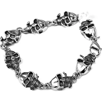 Náramek Ocelový náramek - Skulls and Roses.