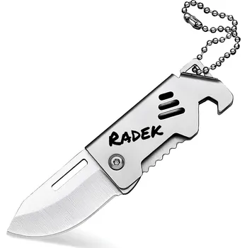 Žertovný předmět GRAVENO Mini nůž jako klíčenka – s vlastním jménem