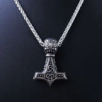 Přívěsek Ocelový přívěsek + Řetízek - Thorovo Kladivo / Mjolnir / Bredsätra / Öland (020)