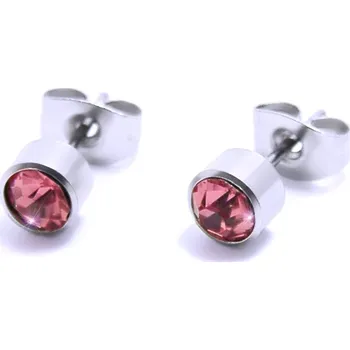 Náušnice Ocelové Náušnice - Kamínek 5 mm / Růžová (6293R)