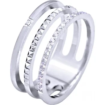 Prsten Ocelový Prsten - Trojitý / Kameny (42405)