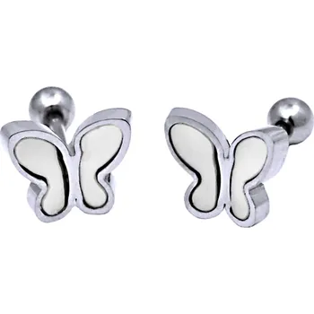 Náušnice Ocelové náušnice - Motýlci / Perleť / šroubovací (45117)