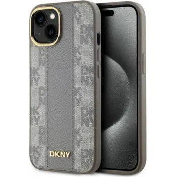 Pouzdro na mobilní telefon DKNY DKNY DKHMP14SPCPVSLE iPhone 14 6.1 béžové/béžové pevné pouzdro Kožený kostkovaný mono vzor MagSafe