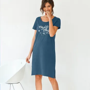Dámská noční košile Krátká noční košile s krátkými rukávy, potisk Night sky tmavě modrá 34/36