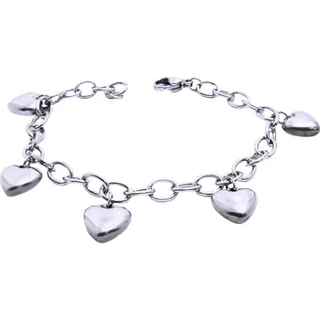 Náramek Ocelový náramek - řetízek / Srdíčka (34944)