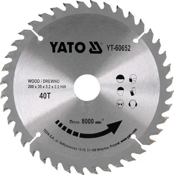Pilový kotouč YATO Kotouč na dřevo 200 x 30 mm 40z, YT-60652
