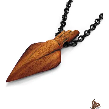 Náhrdelník Ocelový Náhrdelník - Zlomený šíp / Tygří dřevo / Černý Anker 3 mm