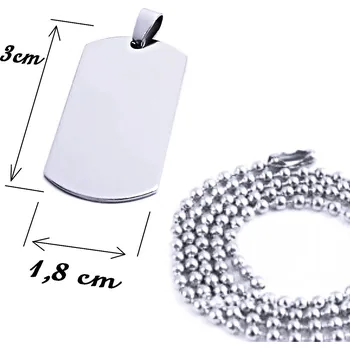 Přívěsek Ocelový přívěsek - známka 1,8 x 3 cm + kuličkový řetízek