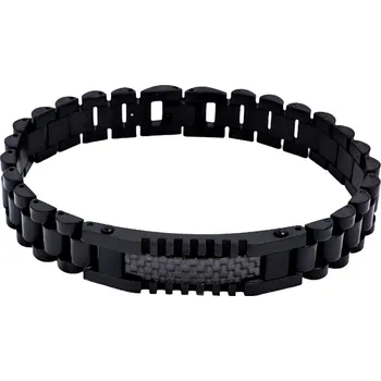 Náramek Ocelový náramek - Černý s Destičkou / Karbon (4430404)