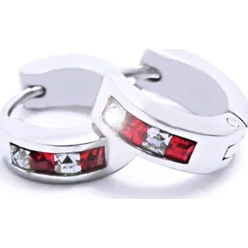 Náušnice Ocelové Náušnice - Kroužky 1,4 cm / Red &amp; White (6274 Red)