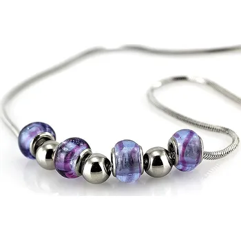 Náhrdelník Ocelový náhrdelník - modrofialové korálky / sklo / royal-blue glass (5348)