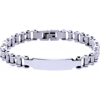 Šperk Ocelový náramek - R - Chain / Destička (8168)