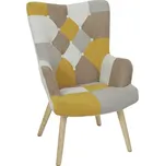 Křeslo ušák Helsinki žlutý patchwork
