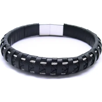 Náramek OCELOVÝ NÁRAMEK - OCEL / KŮŽE / Lanka (8449)