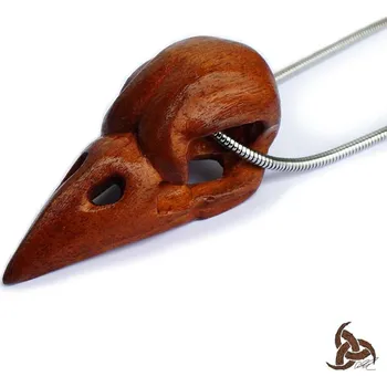 Náhrdelník Ocelový Náhrdelník - Krkavčí Lebka / Tygří Dřevo / Řetízek Hádě