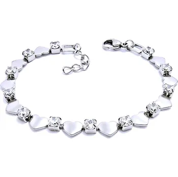 Náramek Ocelový náramek - Srdce s kamínky / Hearts / Stones 234793