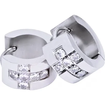 Náušnice Ocelové náušnice EXEED - Kroužky / Kříž / Kamínky 1,4 cm (42488)