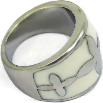 Prsten Ocelový prsten White Ornament I.
