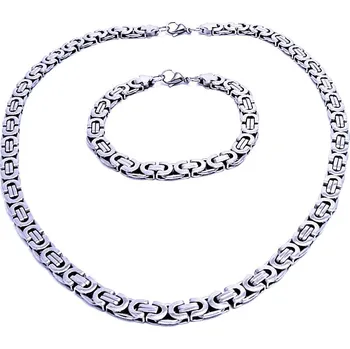 Náhrdelník Ocelový náhrdelník + náramek / Plochá Vazba / 0,8 cm (7787)