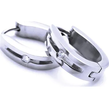 Náušnice Ocelové náušnice EXEED - Elipsy / Lesk / Kamínek 1,7 cm (40201)