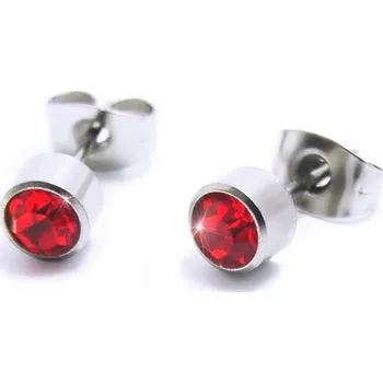 Náušnice Ocelové Náušnice - Kamínek 5 mm / Červená (6293Č)