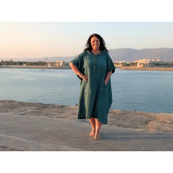 Dámský župan Nelly Mušelínové pončo dámské - Lahvově zelená Rozměr: UNI